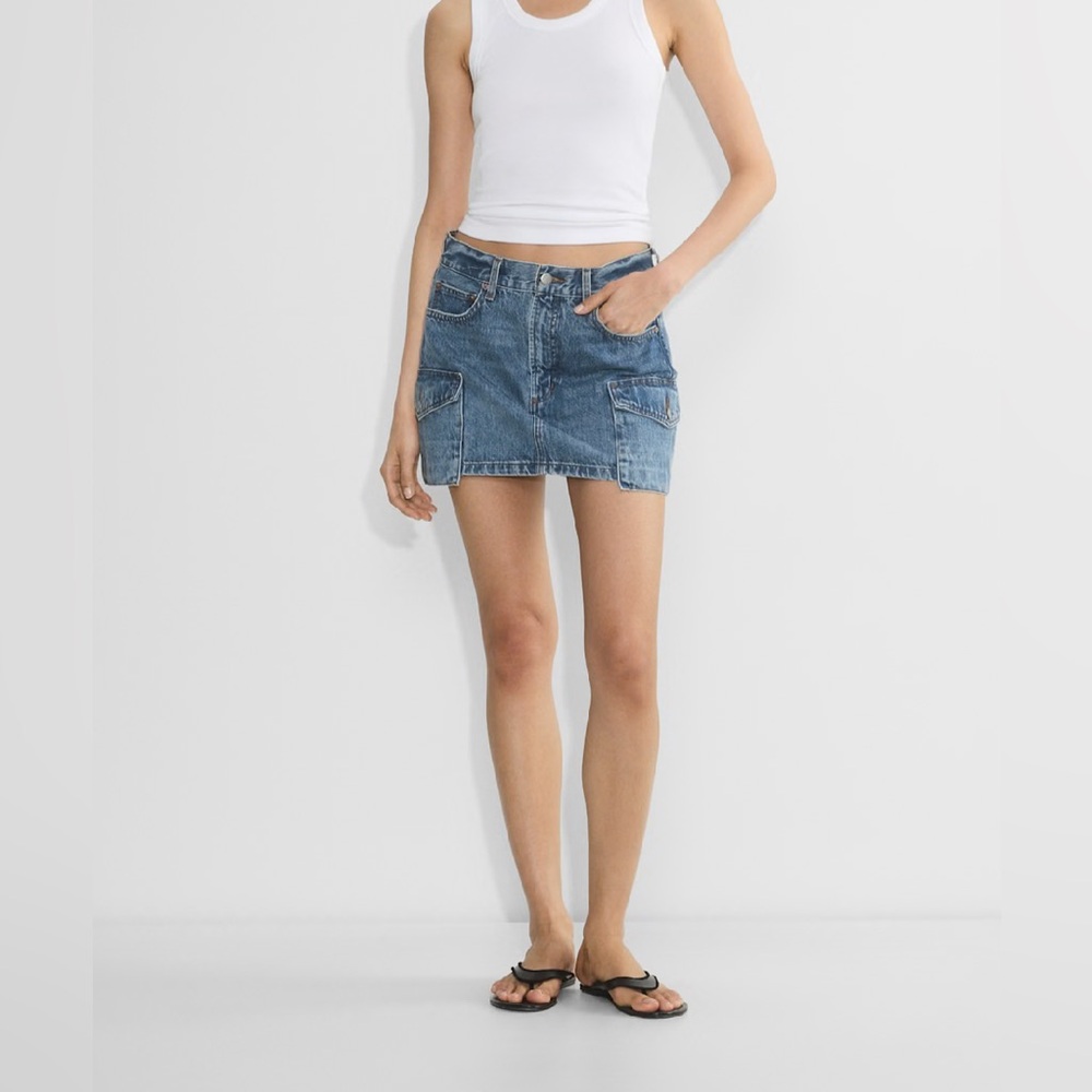 Denim Forum Womens The 90's Mid-Rise Cargo Mini Skirt  Size 25 Y2k Cowgirl